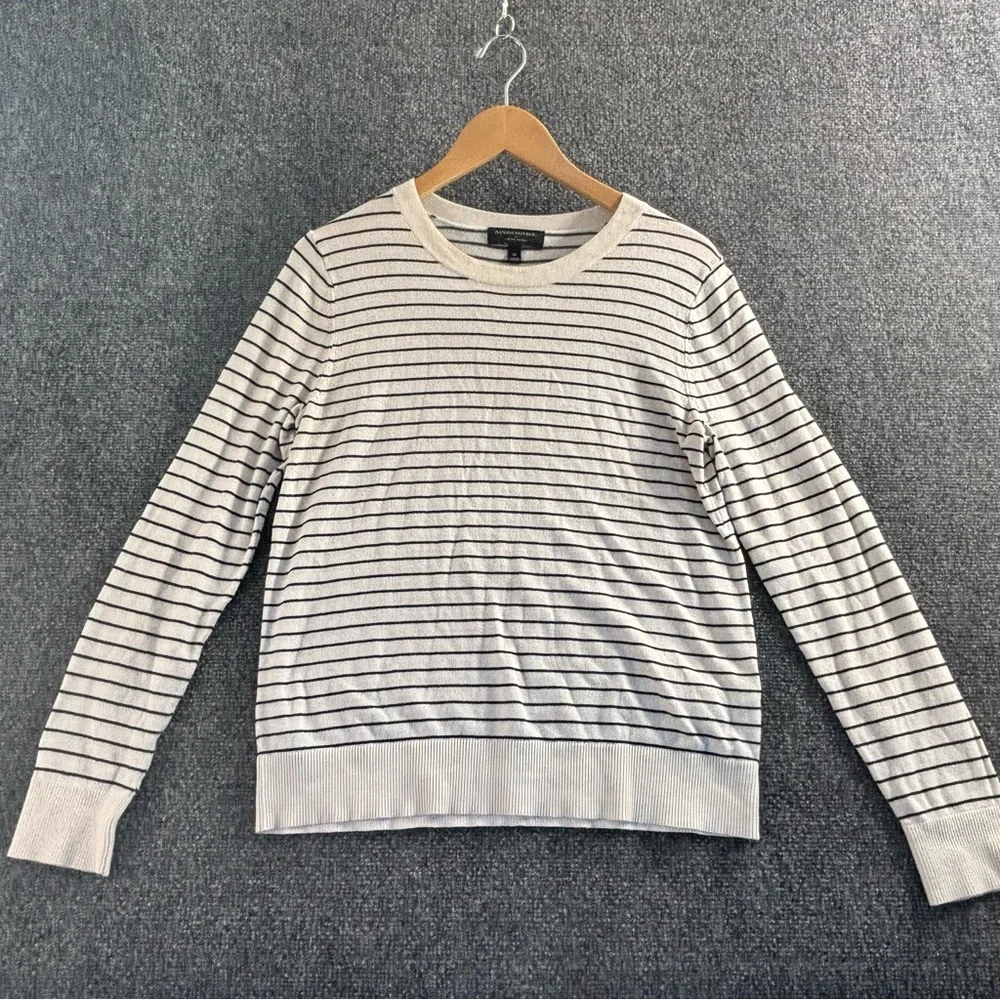 Banana Republic Crewneck Sweater - White and Navy Stripes - Picture 1 of 6